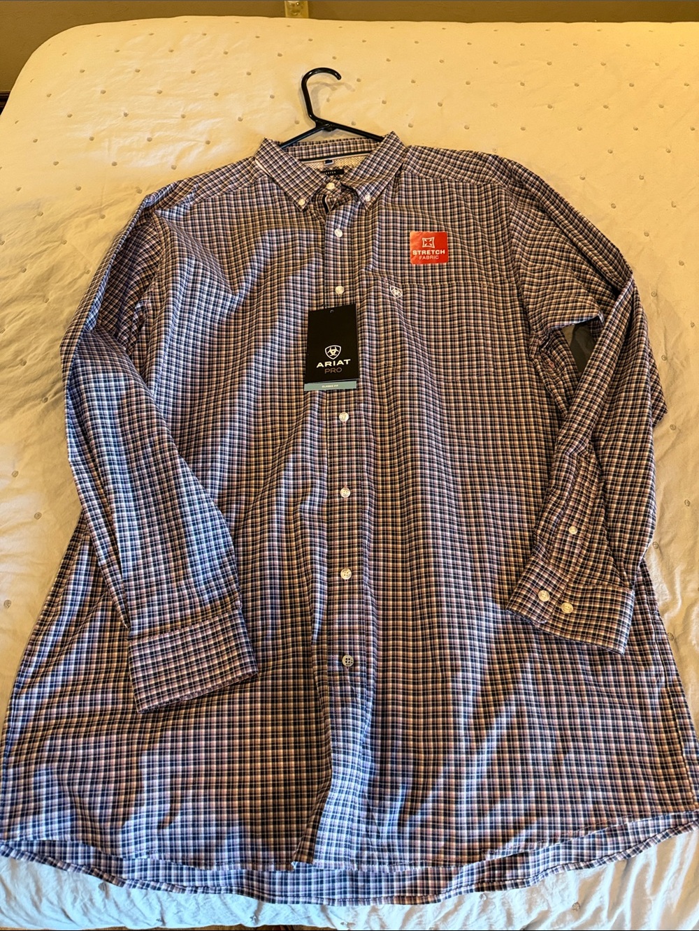 Ariat Men’s Navy and White Checked Button-Down Shirt